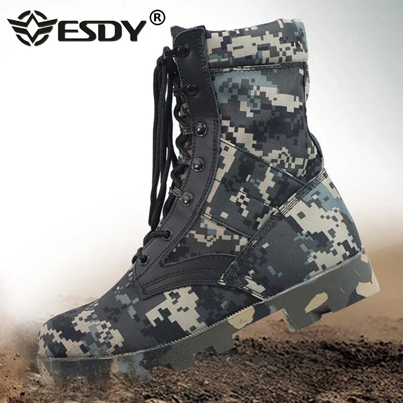 Botines de camuflaje para hombre, suelas de Panamá de cuero genuino para exteriores, botas de combate tácticas, botas de trabajo de caza, calzado de senderismo 47 - imagen 4