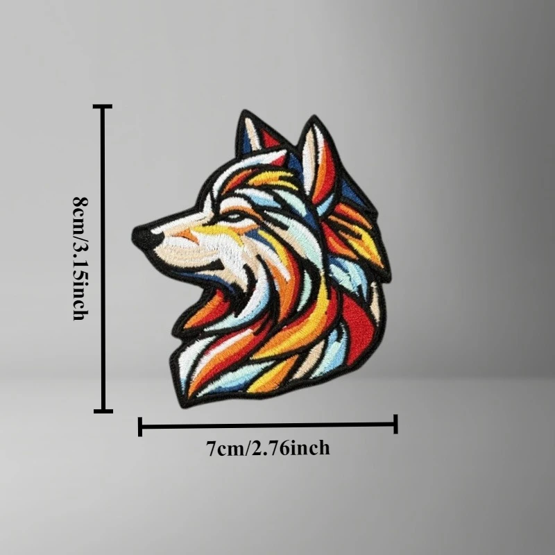 Parche bordado táctico "cabeza de lobo arcoíris" en la ropa insignia de moral gancho bucle parches militares pegatinas para mochila - imagen 3