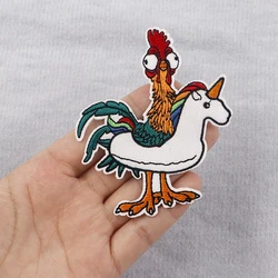 Parches bordados de dibujos animados de pollo divertidos para ropa, apliques de animales DIY, parches termoadhesivos para ropa, pegatinas