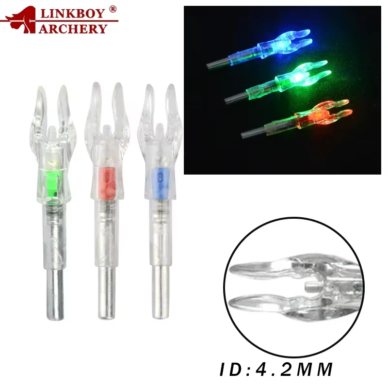 Nock iluminado LED para arco de caza – Fijador luminoso automático