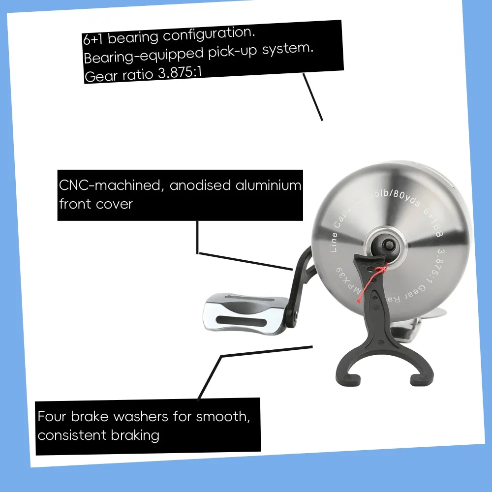 Carrete de Pesca con Arco, Plateado/Morado, Mecanizado CNC, Relación de Engranajes 3.9:1, 7 Rodamientos, Longitud de Línea 80 Yardas, Arco Compuesto, Caza, Aire Libre - imagen 4