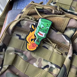 Parche de PVC 3D "Cocktail" para ropa, insignia de moral táctica, parche militar con gancho, pegatinas para mochila, brazalete