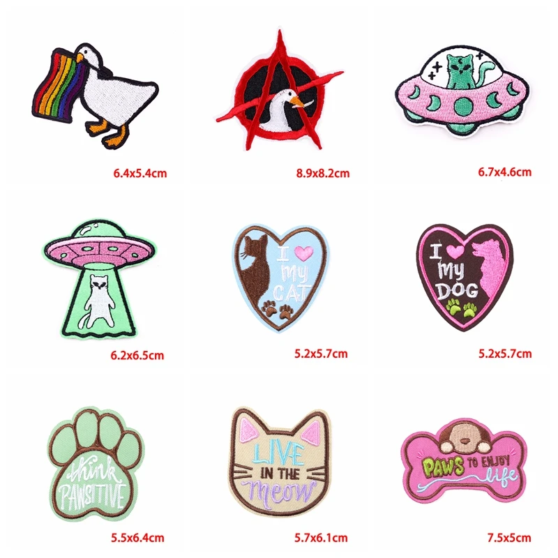 10 Uds. Parche bordado de ganso divertido parche de animales de dibujos animados parches para planchar para ropa parches termoadhesivos parche de gato pato DIY - imagen 4