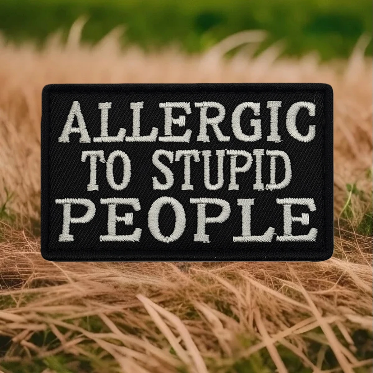 Parche para personas alérgicas y estúpidas, insignia de moral táctica, pegatina para mochila del ejército militar, parches bordados con gancho para ropa - imagen 3