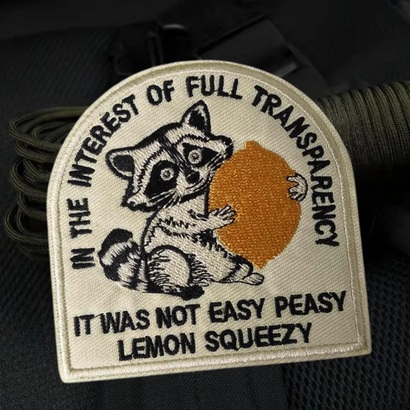 No era fácil, parche bordado exprimido de limón, parches tácticos de gancho y bucle de ardilla para ropa, mochila, pegatina, brazalete - imagen 2