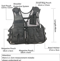 Chaleco táctico ajustable con malla para exteriores y bolsillos