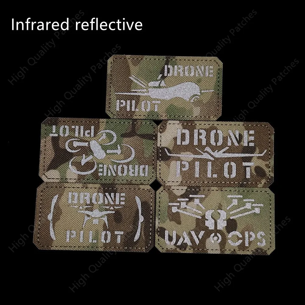 Nuevo DRONE PILOT UAV OPS luminoso IR reflectante pegatina mágica insignia advertencia DRONES zona ventilador militar moral brazalete parches - imagen 4