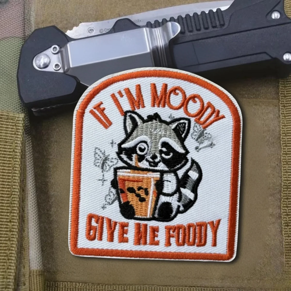 Parche táctico Give Me Foody Raccoon, parches bordados con gancho y bucle divertidos, insignia de moral, brazalete del ejército militar, pegatinas para mochila - imagen 2