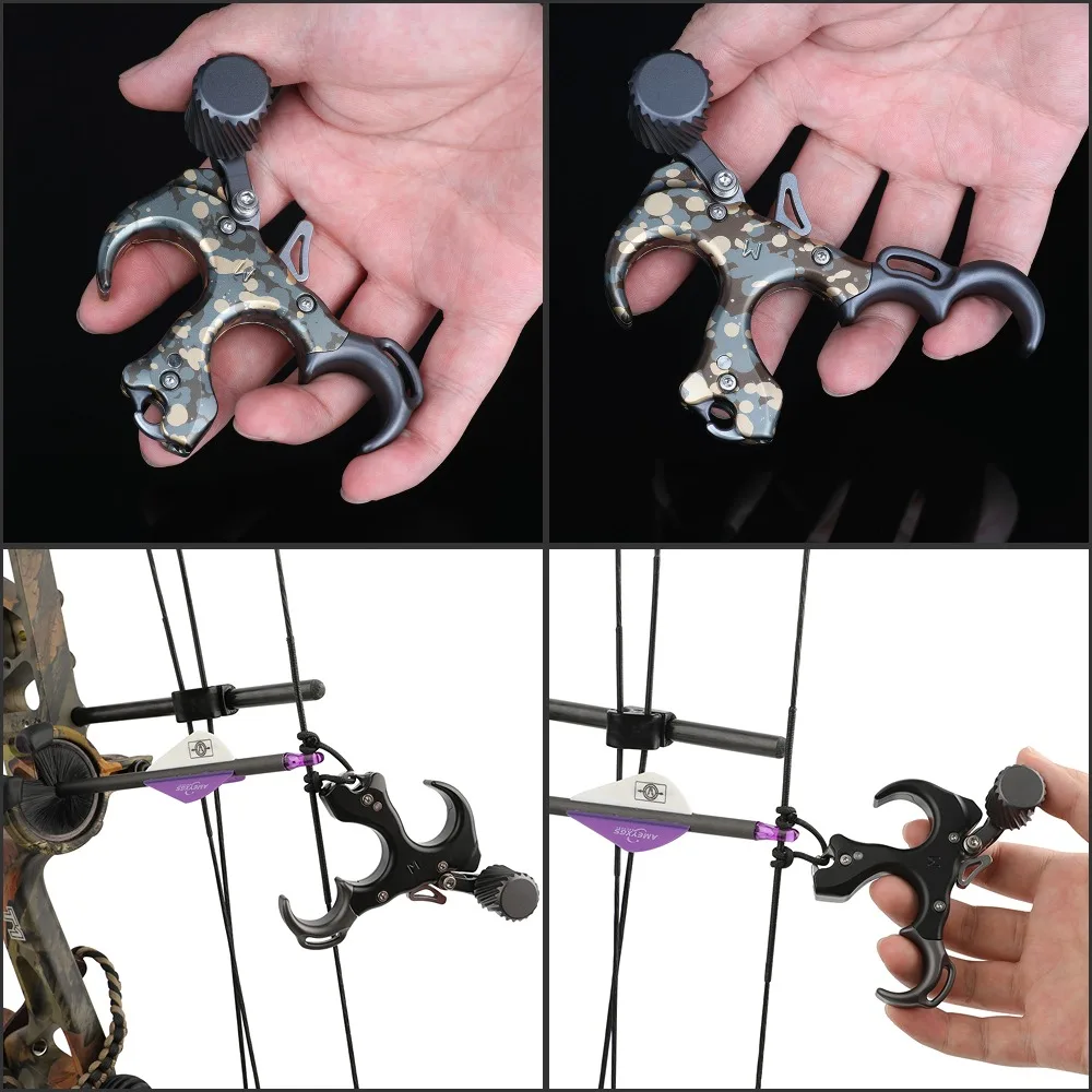 3/4 dedos ayuda tiro con arco liberación pulgar gatillo agarre ajustable pinza mano izquierda/derecha para arco compuesto accesorios de tiro - imagen 5