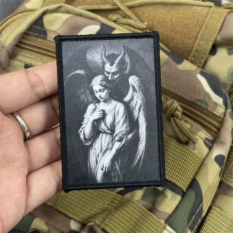 Parche táctico impreso "ángeles y demonios", insignia de moral militar, parches con gancho, ropa, mochila, accesorios, pegatinas - imagen 4