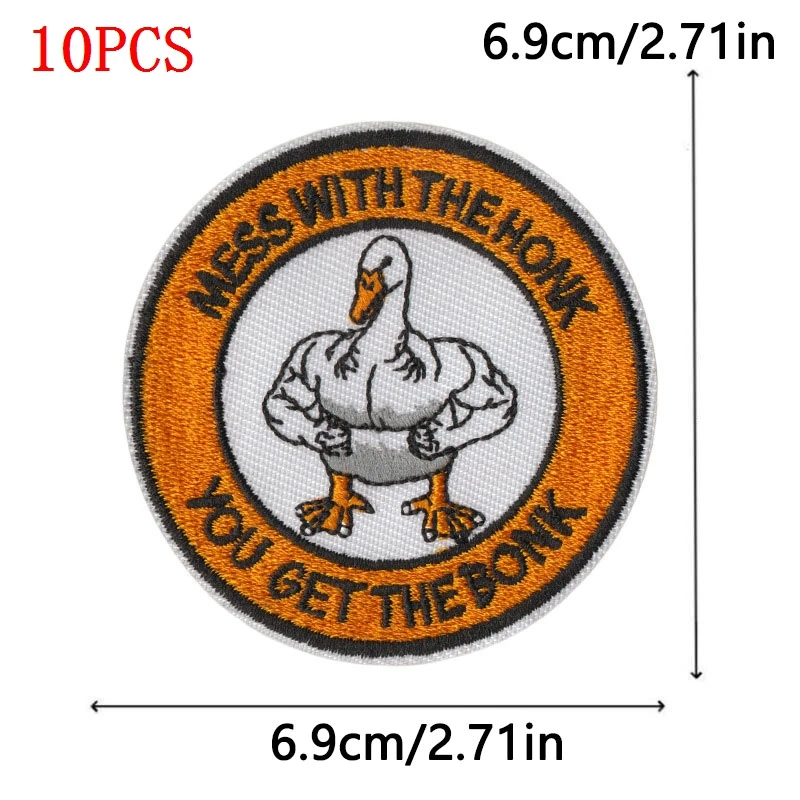 10 unids/set, venta al por mayor, parches para planchar con pato amarillo para ropa, parches termoadhesivos, parche bordado de gato ganso en sombrero, chaqueta DIY - imagen 5