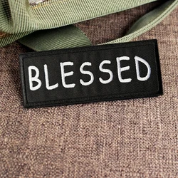 Parche táctico bordado BLESSED meme con velcro para mochila