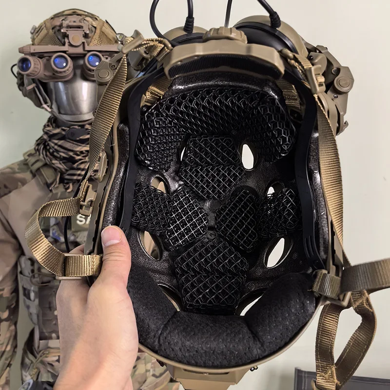 Forro de casco táctico mejorado con alto amortiguación, amortiguación transpirable, cabezal de presión desmontable y no abrasivo. - imagen 4