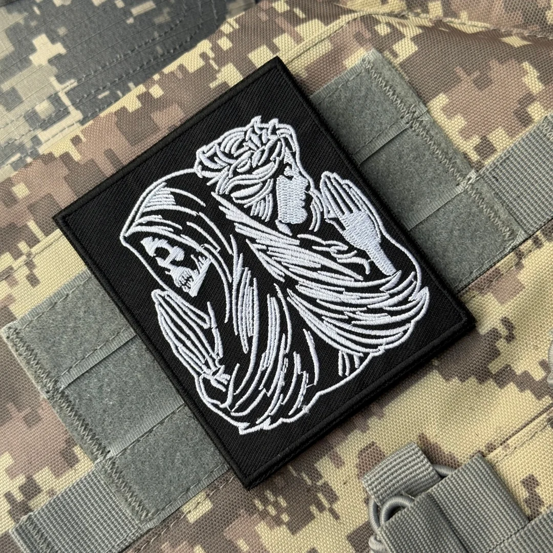 Parche táctico Chevron Angel and Demon Morale, brazalete militar personalizado, parches bordados con gancho para ropa, pegatina para mochila