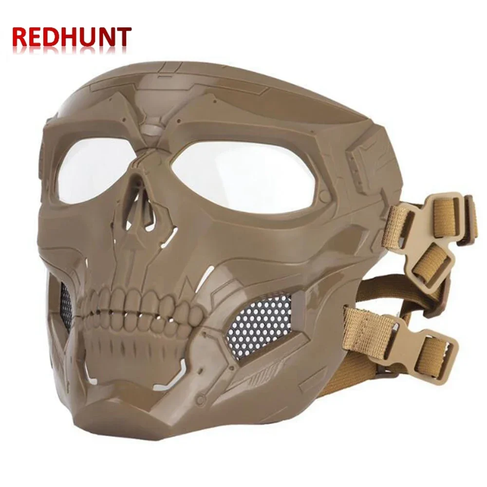 Máscara de esqueleto de calavera de Paintball, máscara facial completa táctica con casco de protección ocular, máscara para juego de Paintball - imagen 5