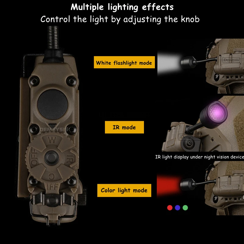 Luces de señal para deportes al aire libre, casco táctico, luz estroboscópica, blanco, rojo, verde, azul, luz IR, cabeza, luz auxiliar IFF para Airsoft - imagen 2