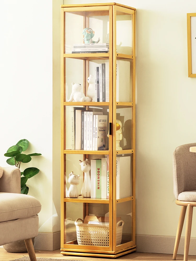 Estantería giratoria de esquina, estantería montada en el suelo, almacenamiento simple de madera maciza multicapa para dormitorio en familia - imagen 4