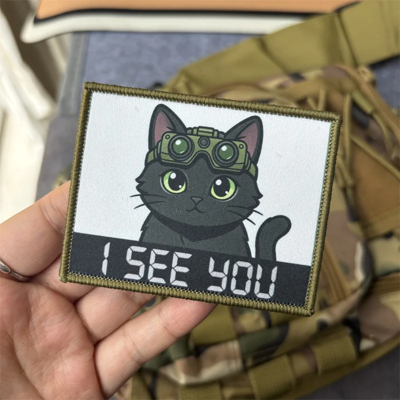 Parche táctico gato SEE YOU con velcro para mochila y brazalete - imagen 2