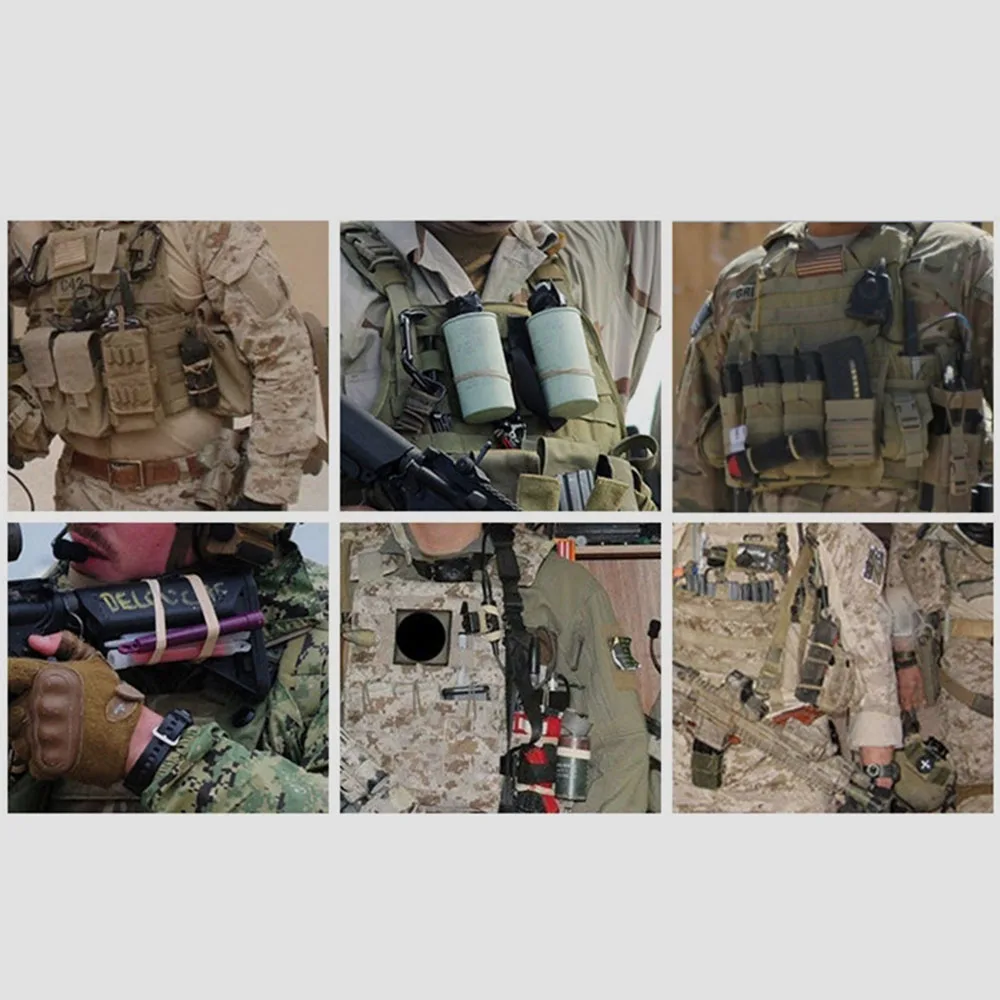 Banda de goma táctica para exteriores, anillo de goma fijo multiusos para fijar equipos tácticos, 10 Uds. - imagen 5