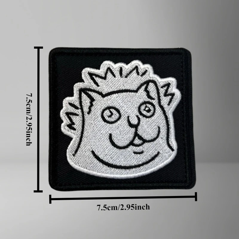 Parche bordado de gato divertido para ropa, parches tácticos con gancho y bucle, pegatinas para mochila - imagen 2