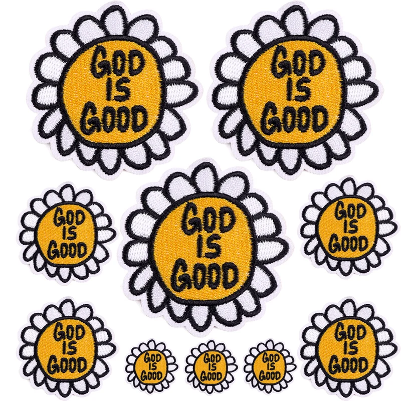 Parches bordados con letras de dibujos animados para ropa, insignia de flor de sol, apliques para planchar, DIY, 10 piezas - imagen 5