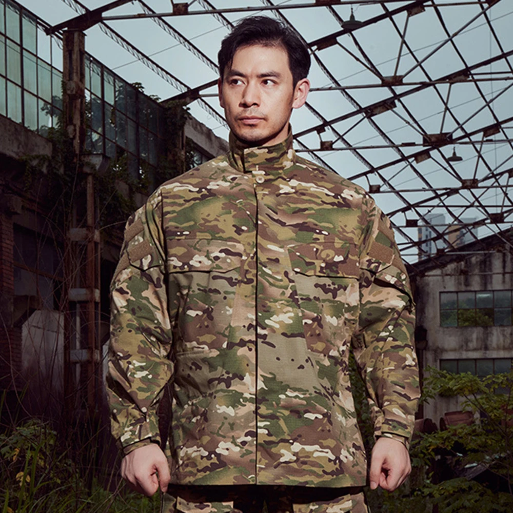 Ropa de camuflaje para hombre, uniforme de entrenamiento de combate táctico, caza al aire libre, Camping, abrigo cortavientos de manga larga de camuflaje - imagen 5