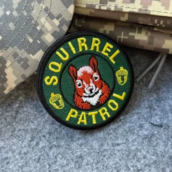 Parche de Patrulla de Ardillas, Parche Táctico de Moral Militar, Brazalete Divertido con Animal Bordado, Parches de Airsoft con Gancho y Bucle, Adhesivo para Mochila