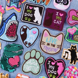 Parche termoadesivo bordado gato cartoon para ropa – DIY