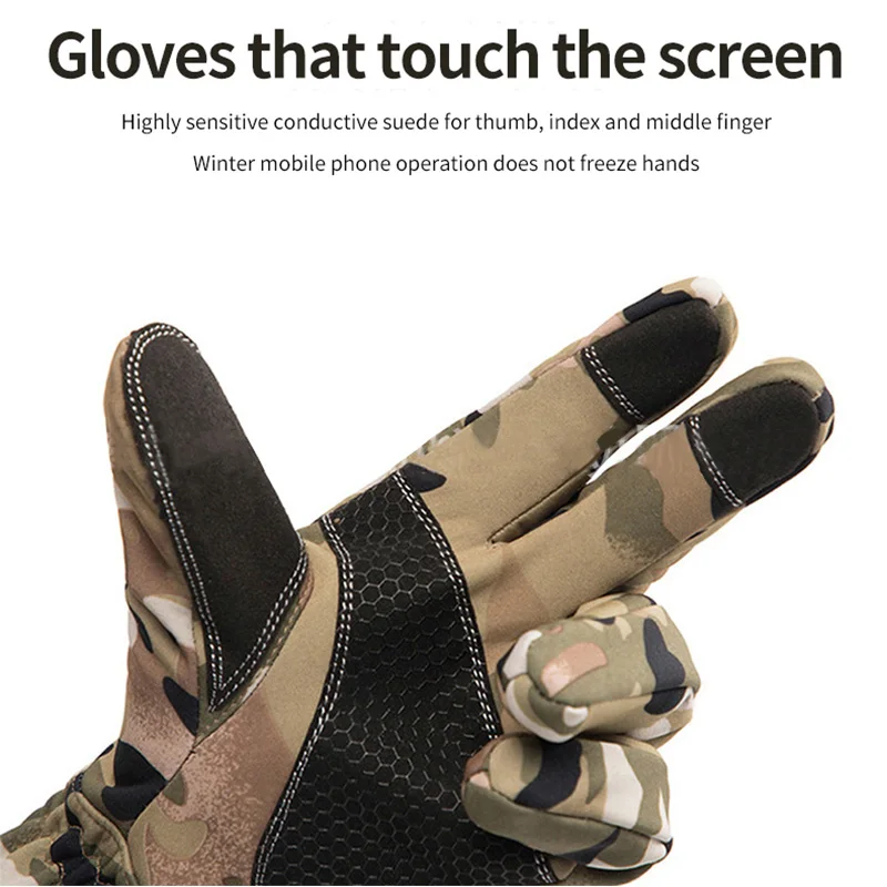 Guantes tácticos de invierno para pantalla táctil, guantes cálidos para ciclismo al aire libre, conducción de motocicleta, guantes antideslizantes a prueba de viento - imagen 5