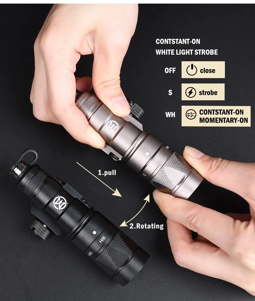 Luz de Metal Wadsn M600W, arma táctica M300W, linterna estroboscópica, linterna LED, Rifle de caza, linterna de 20mm, riel Picatinny - imagen 3