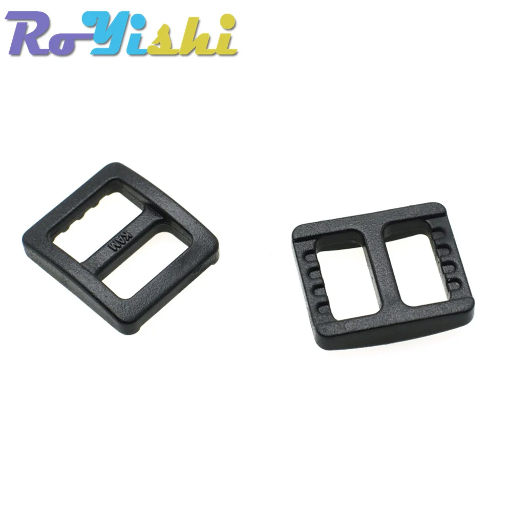 Deslizador de plástico de 100 pulgadas, hebillas ajustables trideslizantes, correas de mochila, 10mm, color negro, 3/8 unids/lote por paquete - imagen 5