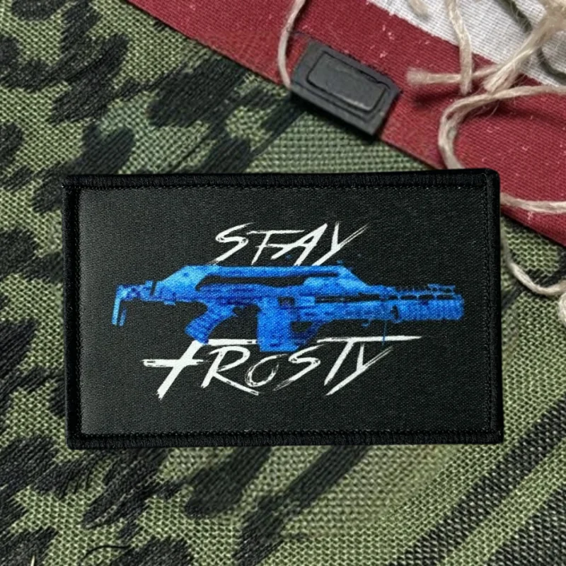 Parche con estampado de Alien Stay Frosty, chaleco táctico, sombreros con gancho y bucle, insignia de moral, mochila, pegatina decorativa, parches para brazalete para ropa - imagen 3