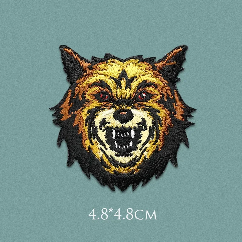 Parches bordados de animales de estilo Punk, transferencia de hierro, accesorios de costura con agujeros decorativos, ropa Hippie, Tigre, León, Lobo - imagen 4