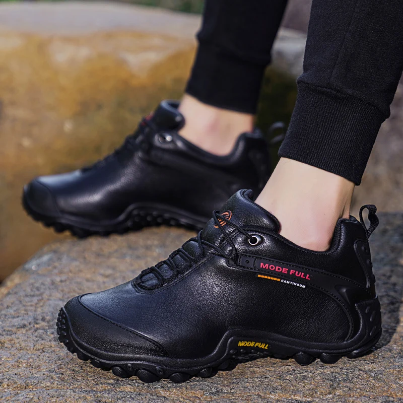 Zapatos de senderismo de cuero de vaca para hombre, botas de caza para mujer, zapatos de nieve impermeables para exteriores, zapatillas para caminar en montaña y escalar - imagen 4