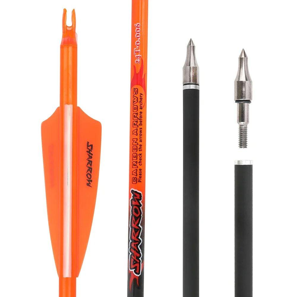 Flecha de carbono puro 24T +/-.006 Spine300 ID 6,2mm OD 7,2mm 3 pulgadas paletas de goma tiro con arco caza para accesorios de tiro con arco - imagen 3