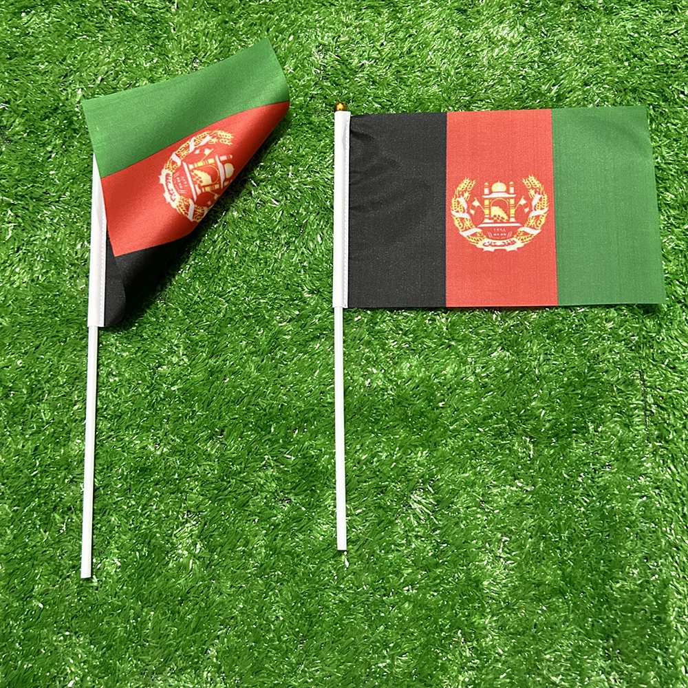 BANDERA DE SKY Bandera de mano de Afganistán 14x21 cm Banderas de mano nacionales afgano afghani kabul AF AFG Banner de la República Islámica de Afganistán - imagen 5