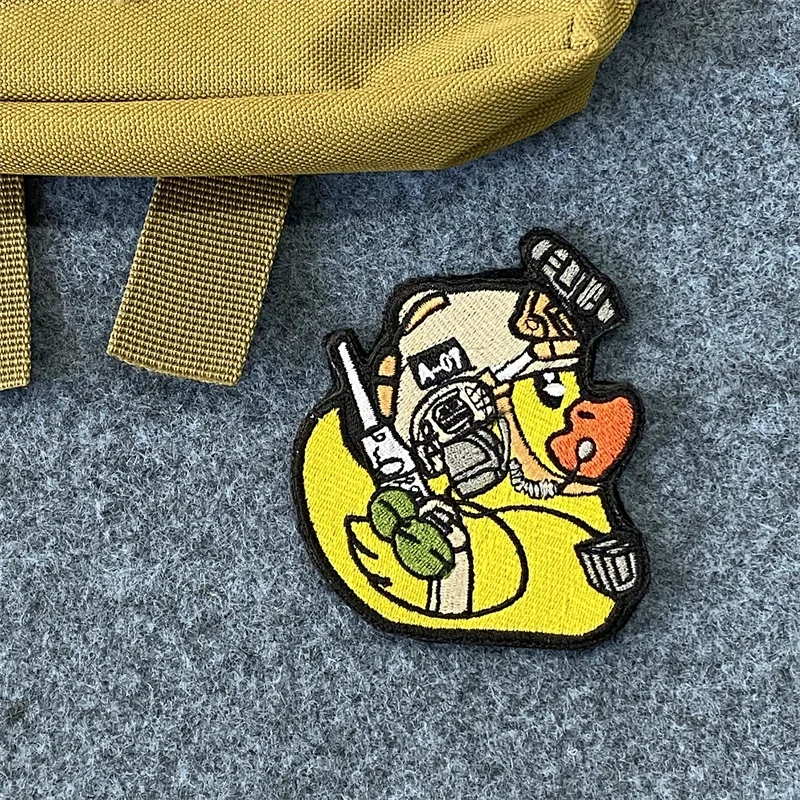 Parche bordado de pato amarillo, insignia de pato táctico militar, pegatinas rusas de gancho y bucle, brazalete, mochila, parches de ropa - imagen 3