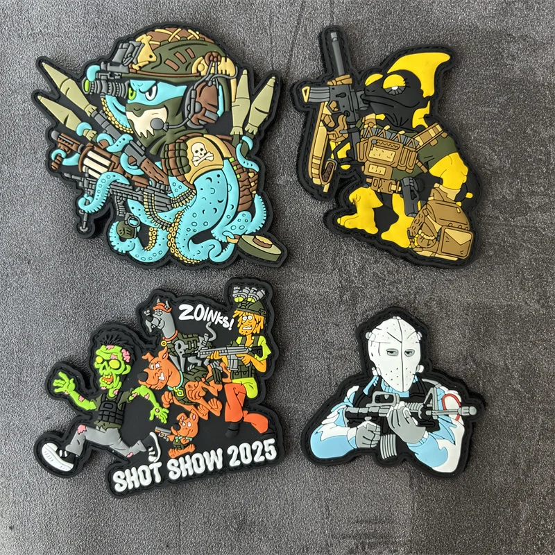 Pulpo táctico de PVC con parche de bala, insignia de moral militar, gancho, brazalete del ejército, parches, pegatina para mochila para ropa