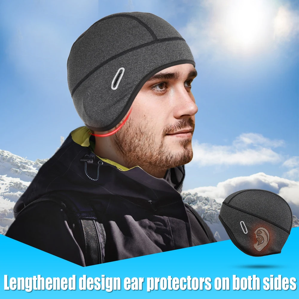Gorros térmicos a prueba de viento para hombre, gorro deportivo para correr, suave, cálido para la oreja, forro de casco, senderismo, ciclismo, esquí, Snowboard, Invierno - imagen 4