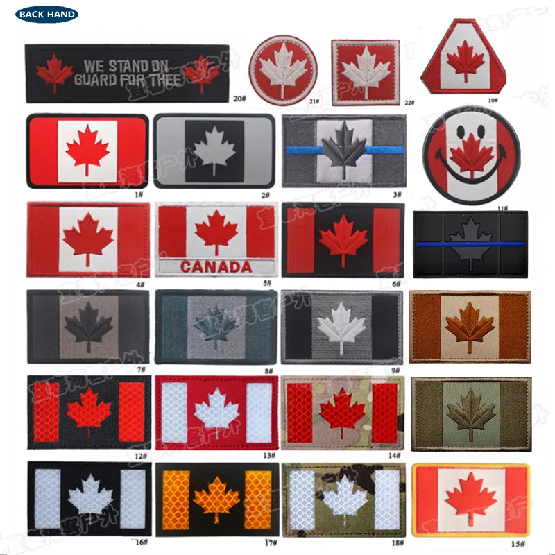 Parches bordados con insignia de brazalete bordado con bandera canadiense Quebec para ropa, parches militares para costura de ropa