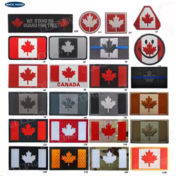 Parches bordados con insignia de brazalete bordado con bandera canadiense Quebec para ropa, parches militares para costura de ropa