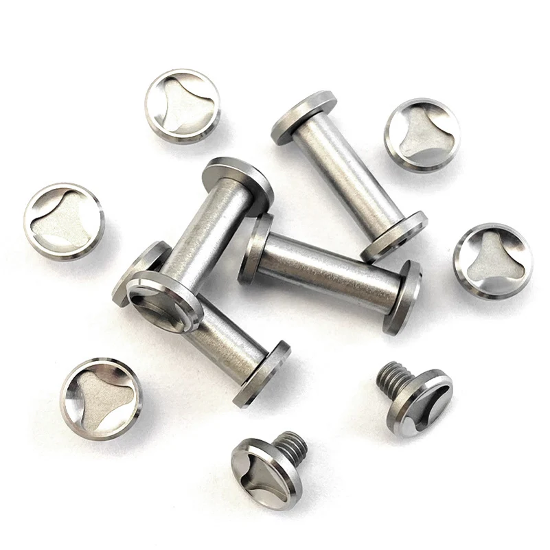 10 set/lote CNC 416 Material de acero inoxidable mango de cuchillo hacer pares M4 tornillos de bloqueo remache cierre de uñas perno Pivote - imagen 4