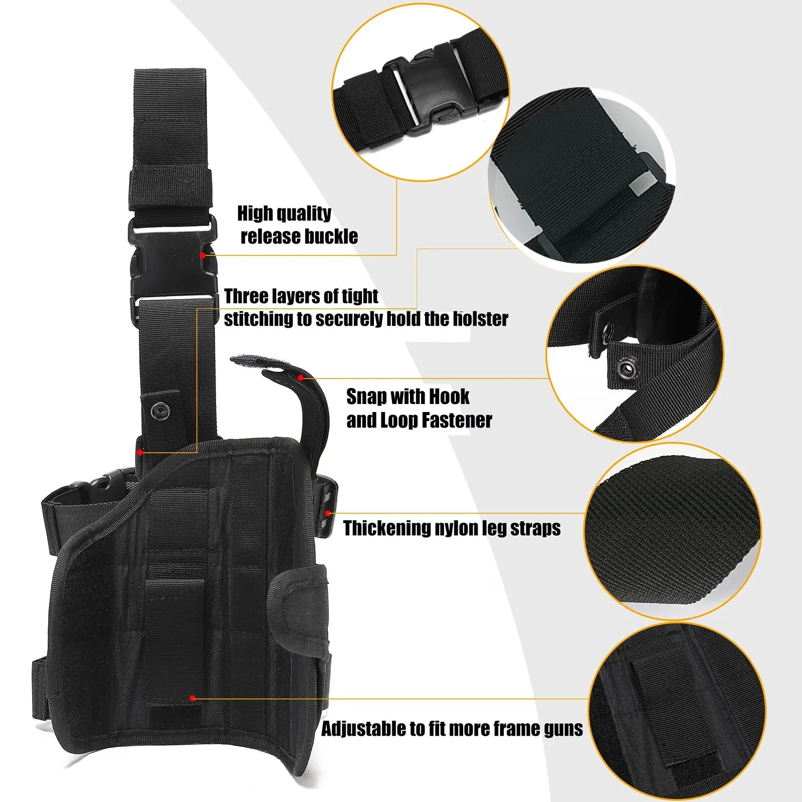 Funda de pierna caída, fundas de pistola de muslo para hombres y mujeres, funda de pistola Airsoft para diestros con bolsa de revista - imagen 4