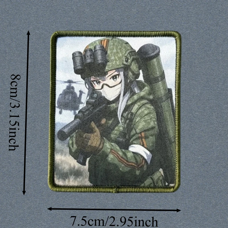 Parche estampado de Chica de Anime, chaleco táctico, sombreros con gancho y bucle, insignia de moral, mochila, pegatinas decorativas, parches para brazalete para ropa - imagen 3