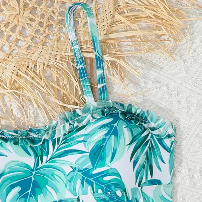 Traje de baño para niñas, traje de baño de dos piezas, moda informal transpirable, ropa de natación para playa, traje de baño refrescante de verano para niños - imagen 5