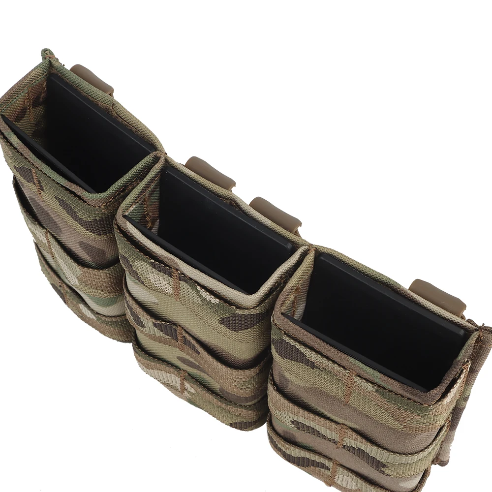Bolsa táctica para cargador Triple 5,56 (larga) con abrazadera Kydex para chaleco Molle Airsoft, portador de placa, Panel frontal, bolsa M4 AR 15 Mag - imagen 4