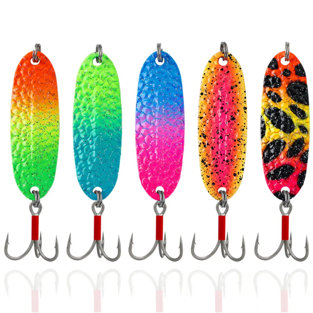 Señuelos giratorios de Metal, cebos de cucharas de pesca con ganchos, aparejos giratorios, equipo de lentejuelas duras, Señuelos de Pesca para Lucio, perca y lubina, 5 uds. - imagen 2