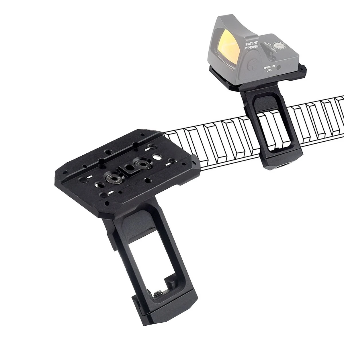 Nuevo Metal 35 ° /45 °   Soporte óptico compensado para T01 T02 RM Red Dot holográfico OM45 soporte de 45 grados apto para riel de 20mm - imagen 2