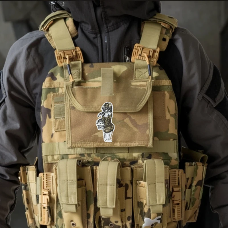 Parche de chica de dibujos animados de Anime, gancho y bucle para ropa, mochila, decoración, apliques, insignia de moral táctica DIY - imagen 3