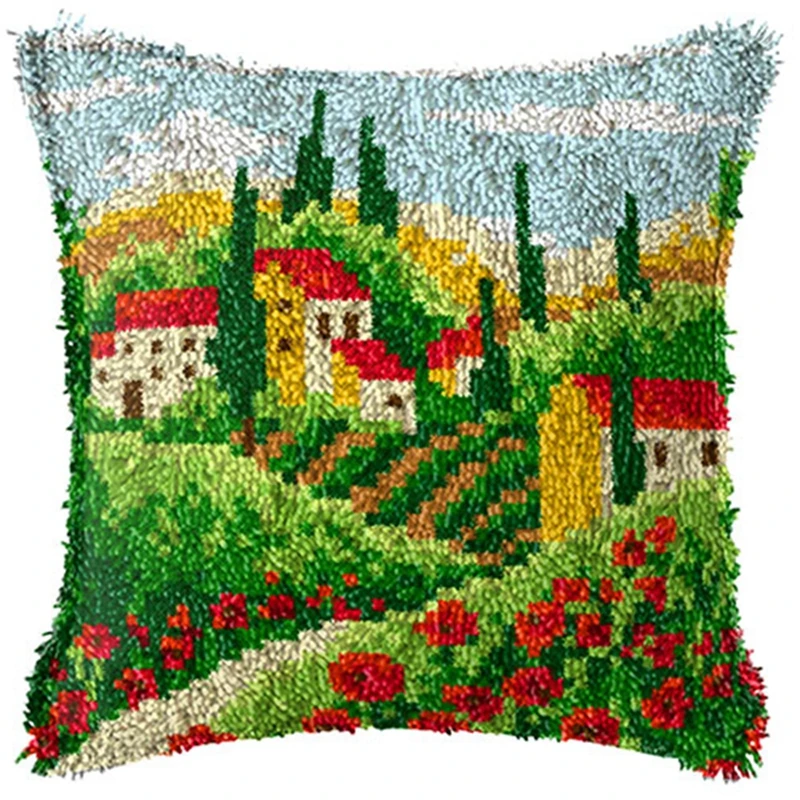 Kit de gancho de pestillo de faro náutico, manualidades para adultos al aire libre, tela para bolsa de ganchillo, aguja, manualidades, almohada, pestillo, gancho, Kit de alfombra DIY - imagen 5